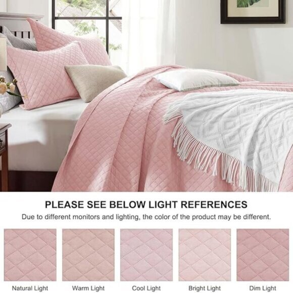 SunStyle Home Quilt Full|Queen Bedding | 3 Piece Set | Pink - Picture 2 of 4